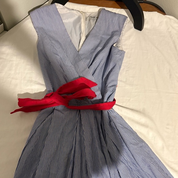 Chetta B Blue Striped Maxi Dress with Red Accent - Picture 5 of 5